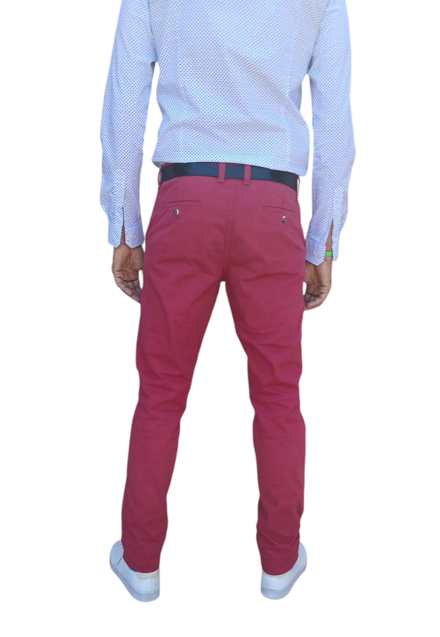 Pantalon grande longueur framboise dos