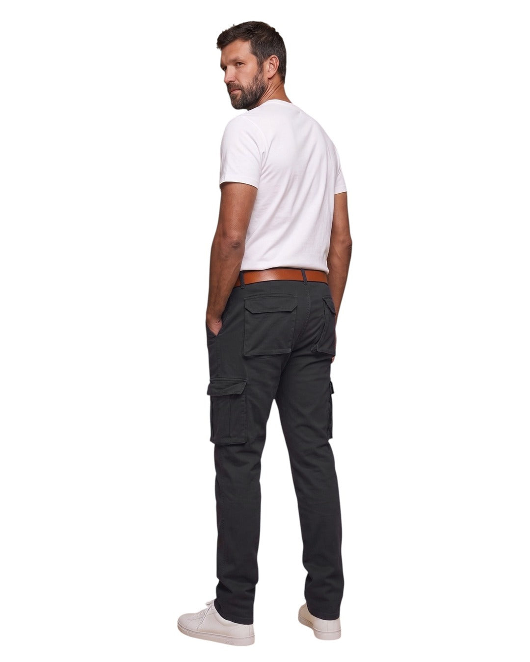 Florent – Pantalon cargo anthracite grande longueur – sur fond blanc