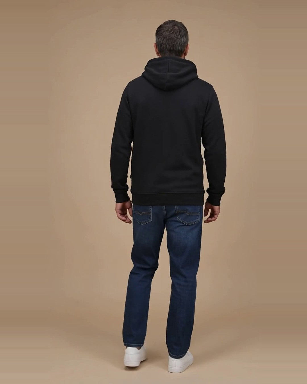 Liam – Sweat à capuche noir grande longueur – vue de dos