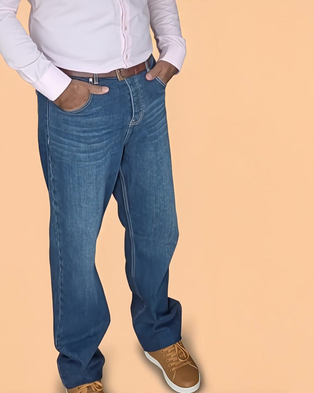 Oscar – Jean Effect loose grande longueur – détail de face