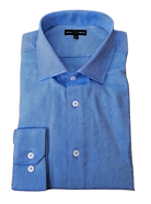 Chemise bleue grande longueur coton piqué 