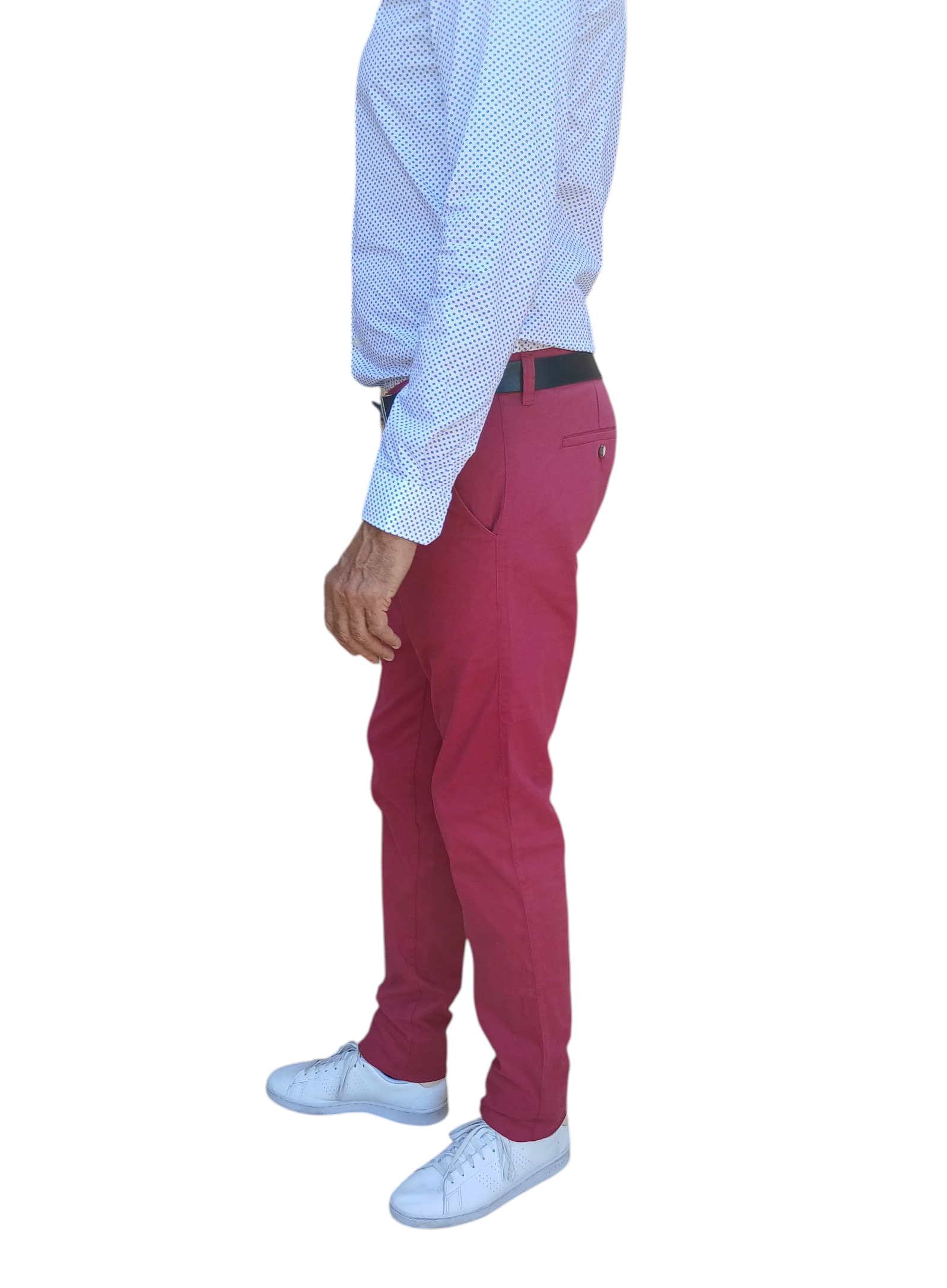 pantalon grande longueur framboise profil