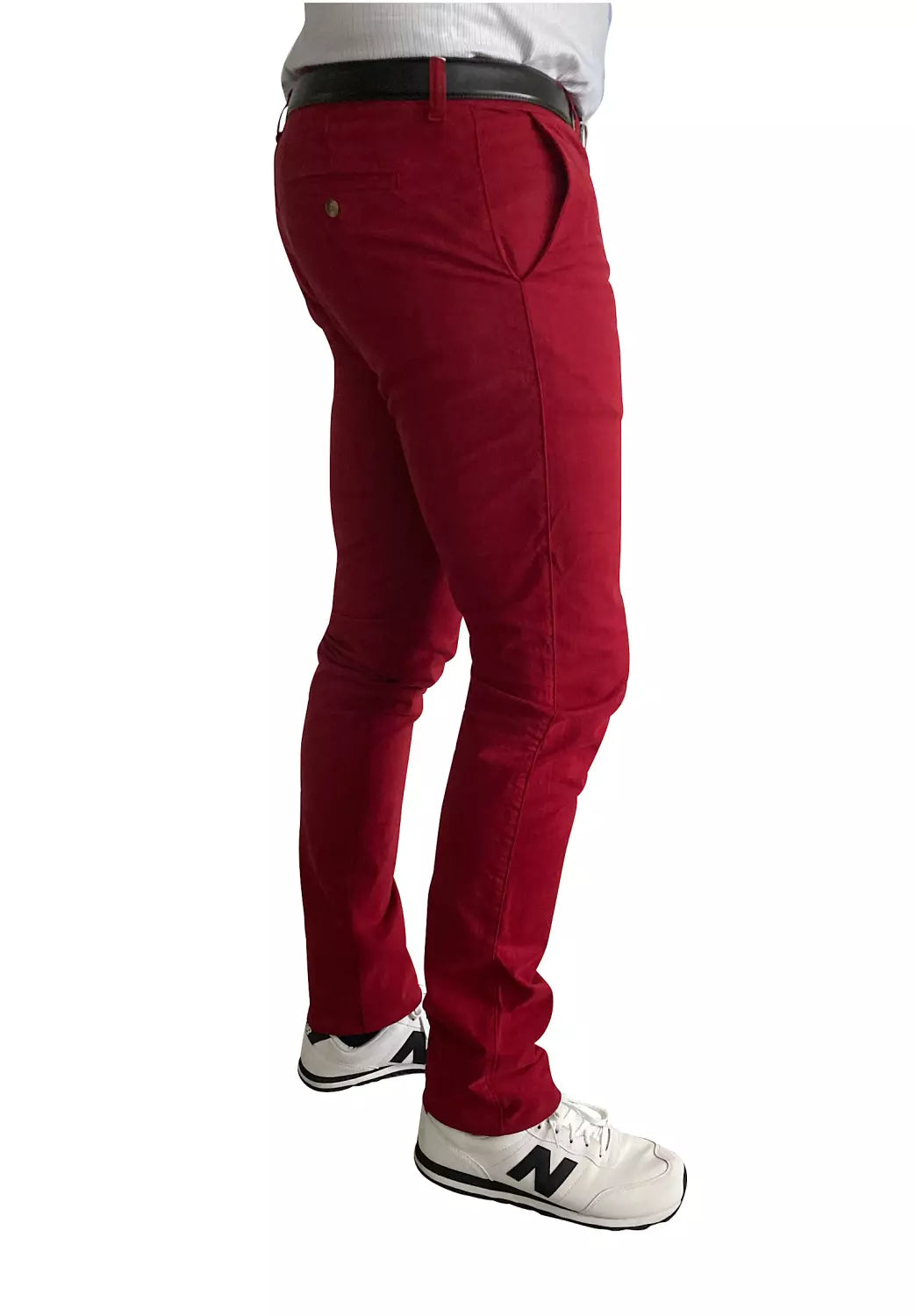Pantalon grenat slim grande longueur profil