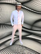 Chino rose  grande longueur présentation