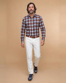 Arthur – Chemise à carreaux orange Modern Fit – vue de face en pied