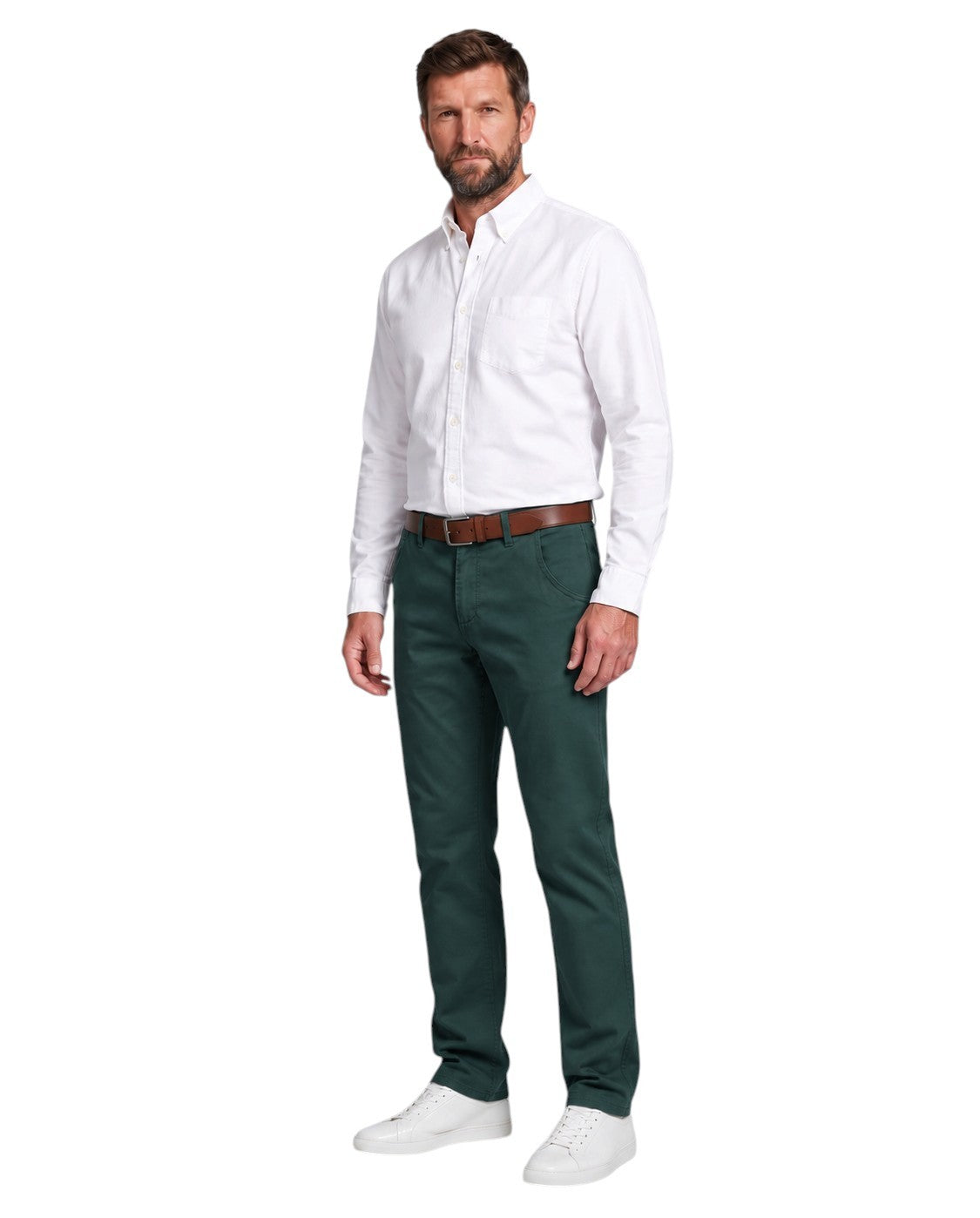 Petrol green stretch chinos for tall men – 105 cm inside leg – VertigeTall
