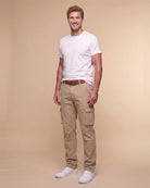 Florent – Pantalon cargo beige grande longueur – vue de face