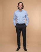 Italian – Chemise bleu ciel col italien Modern Fit – vue de face