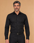 Italian – Chemise noire col italien Modern Fit – vue de face
