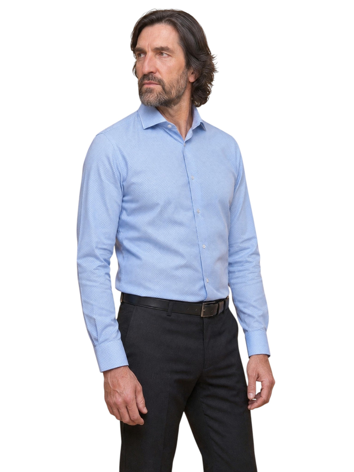 Italian – Chemise bleu ciel col italien Modern Fit – sur fond blanc