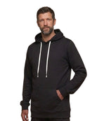 Liam – Sweat à capuche noir grande longueur – sur fond blanc