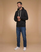 Liam – Sweat à capuche noir grande longueur – vue de face