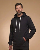 Liam – Sweat à capuche noir grande longueur – vue buste de face