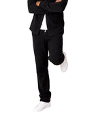 Matteo – Jogging noir en maille côtelée grande longueur – sur fond blanc