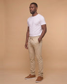 Nolan – Beige Modern Fit Long-Length Sweatpants – Front View
