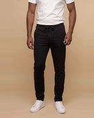 Nolan – Black Modern Fit Long-Length Sweatpants – Front View