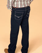Oscar – Navy loose-fit long jeans – back view