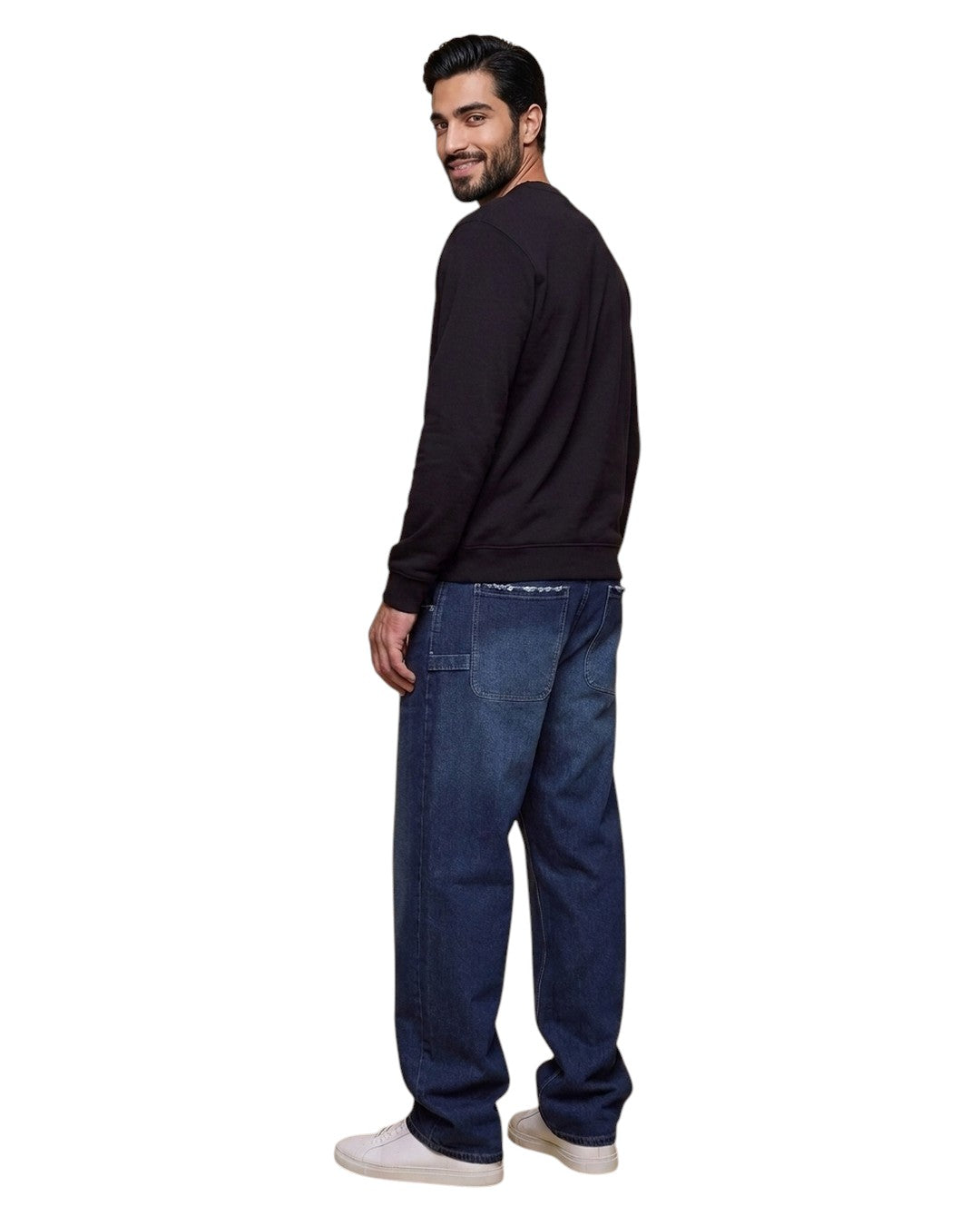 Oversize – Baggy-Jeans für Herren in Blau (verwaschen), große Größen – auf weißem Hintergrund