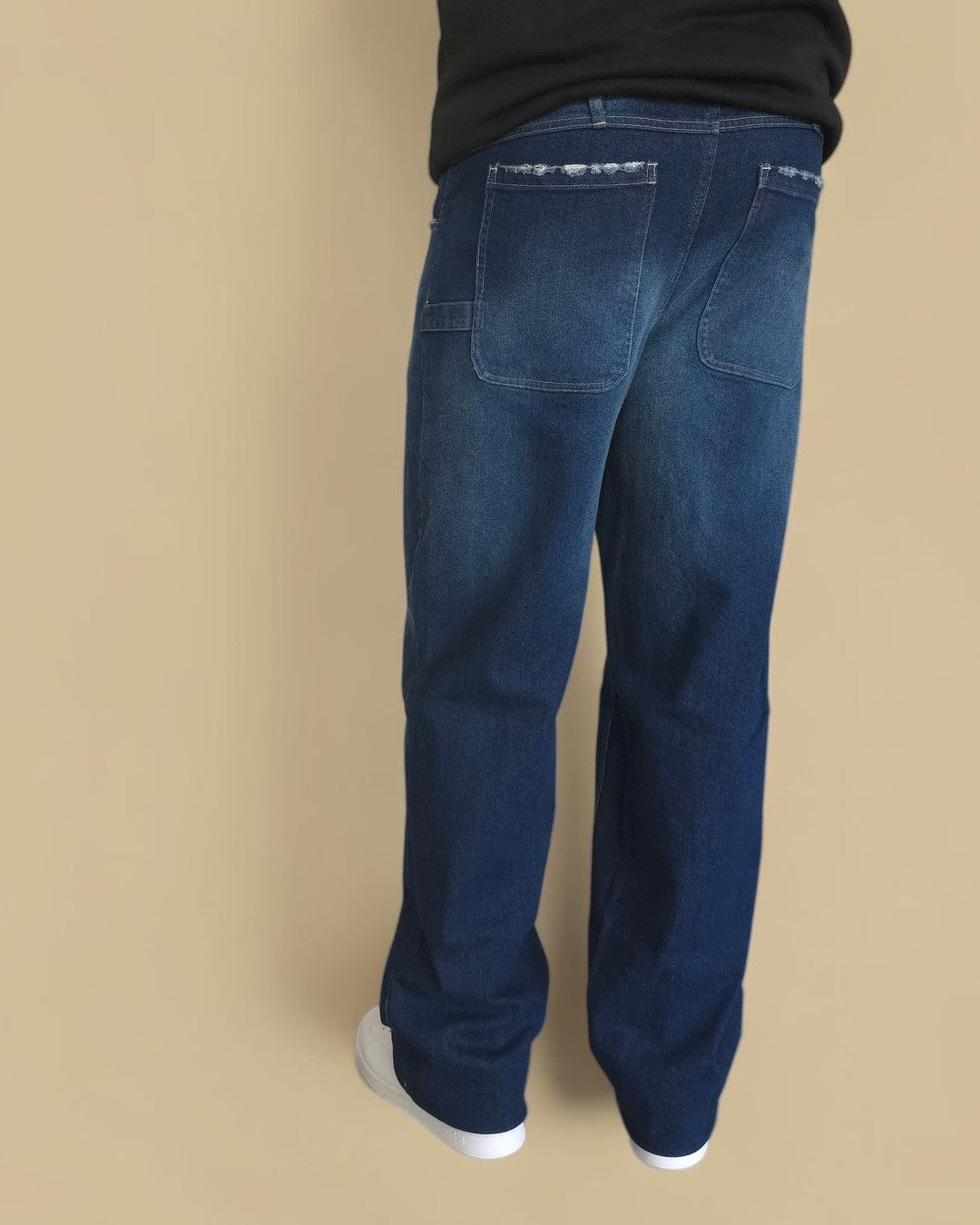 Oversize – Baggy-Jeans für Herren in Blau, ausgewaschen, große Größe – Rückansicht