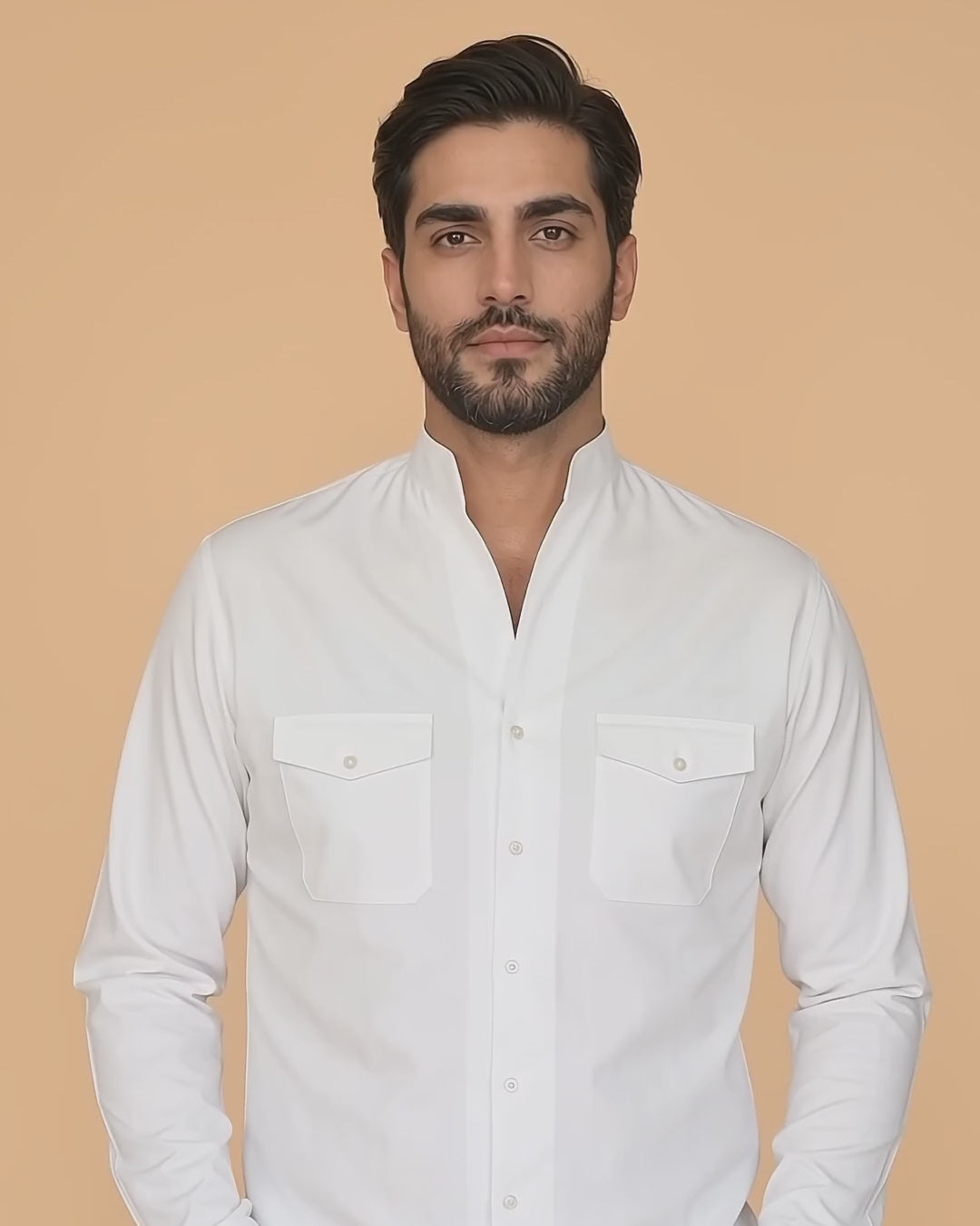 Open – Chemise blanche col ouvert Modern Fit – vidéo portée