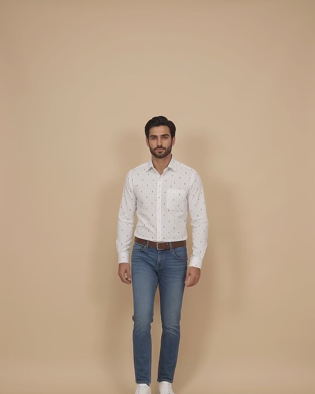 Marius – White Sailor-Style Shirt, Modern Fit – Video: How It Looks When Worn
