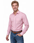 Raphaël – Chemise à rayures roses Modern Fit – sur fond blanc