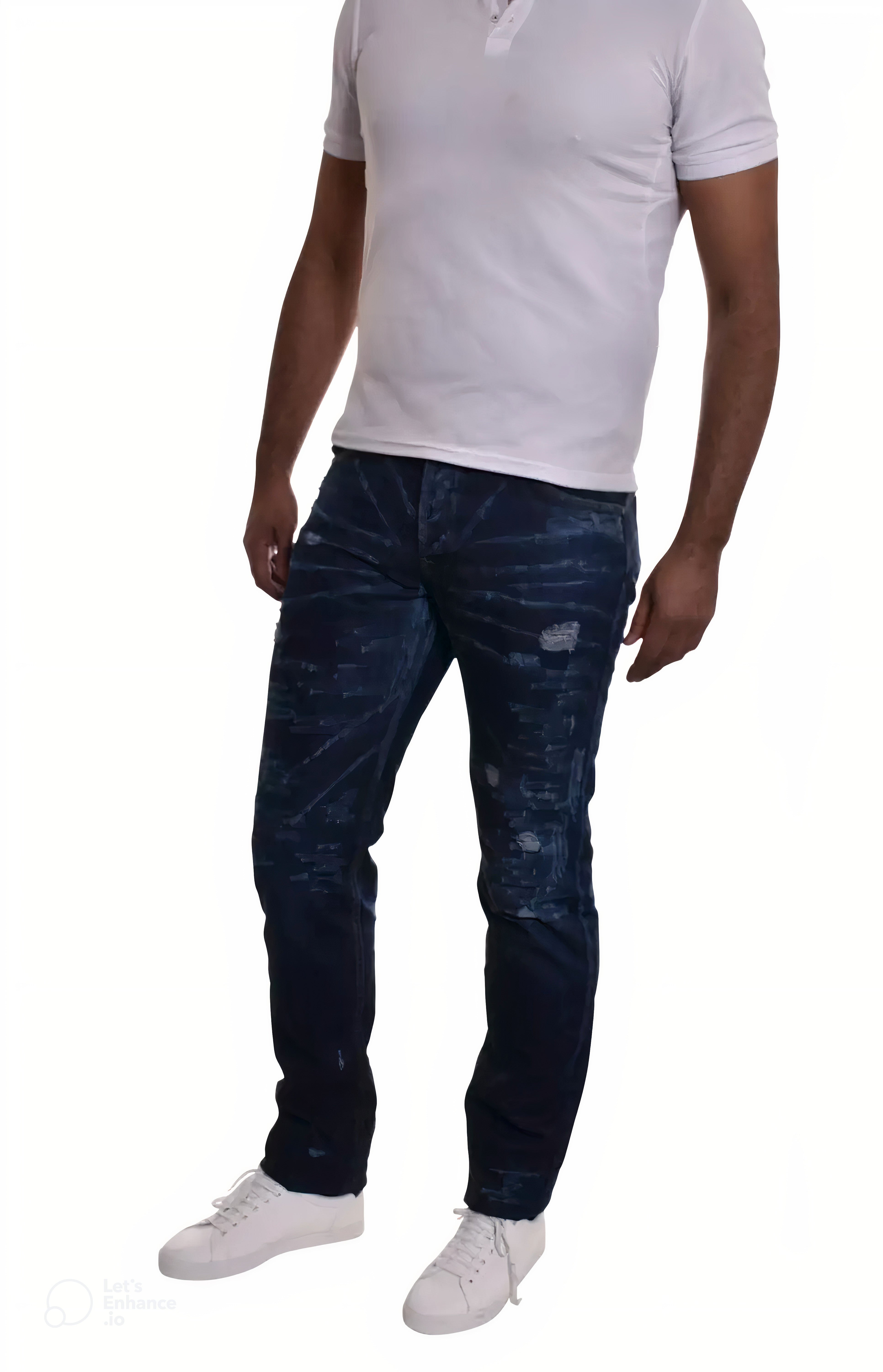 Jeans grande longueur destroy face